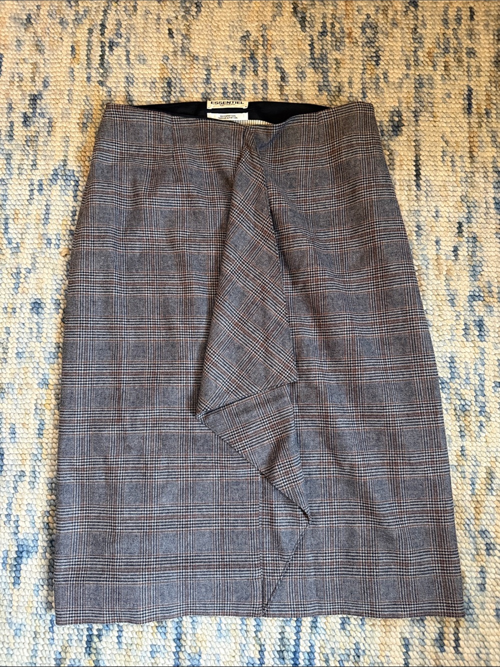 Essentials Glen Plaid Pencil Skirt - Brown & Gray